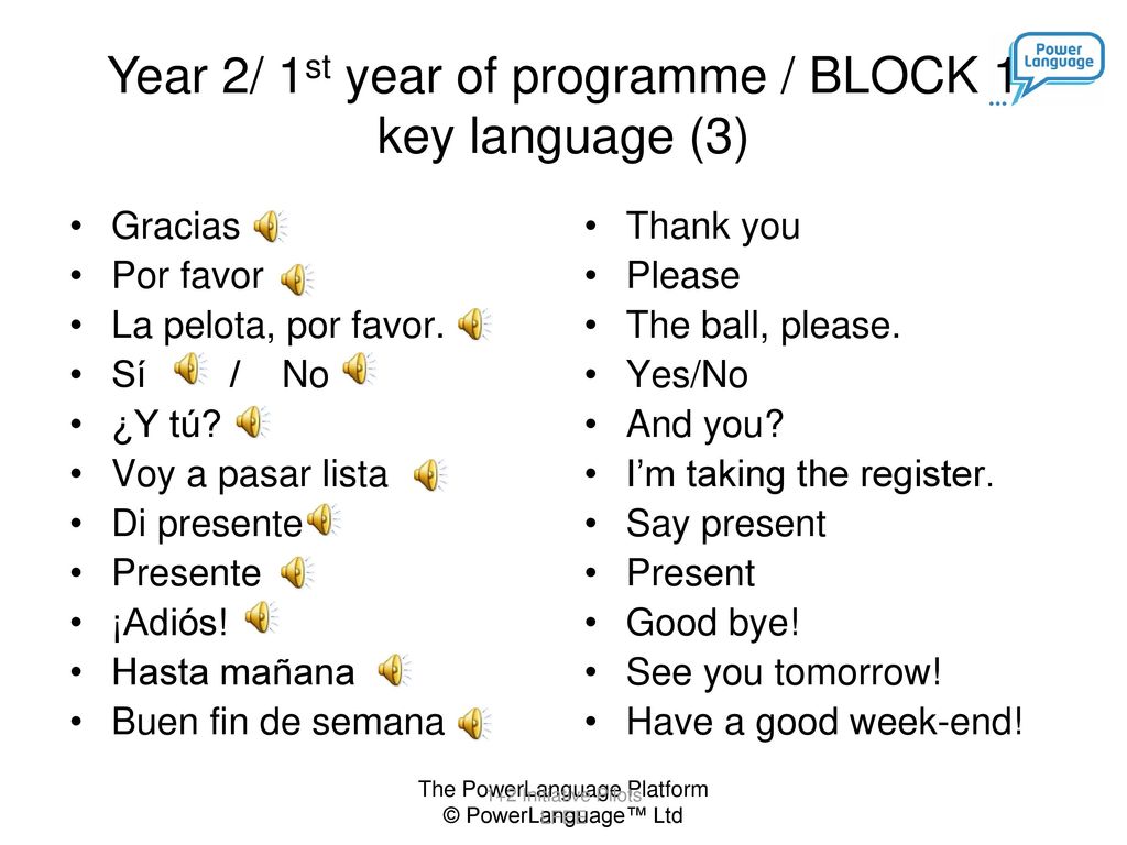 Year 2/ 1st year of programme / BLOCK 1 key language (3)