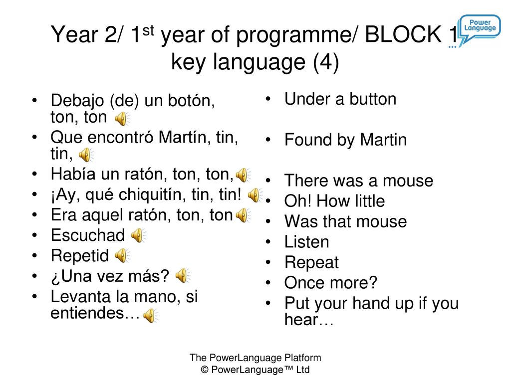 Year 2/ 1st year of programme/ BLOCK 1 key language (4)