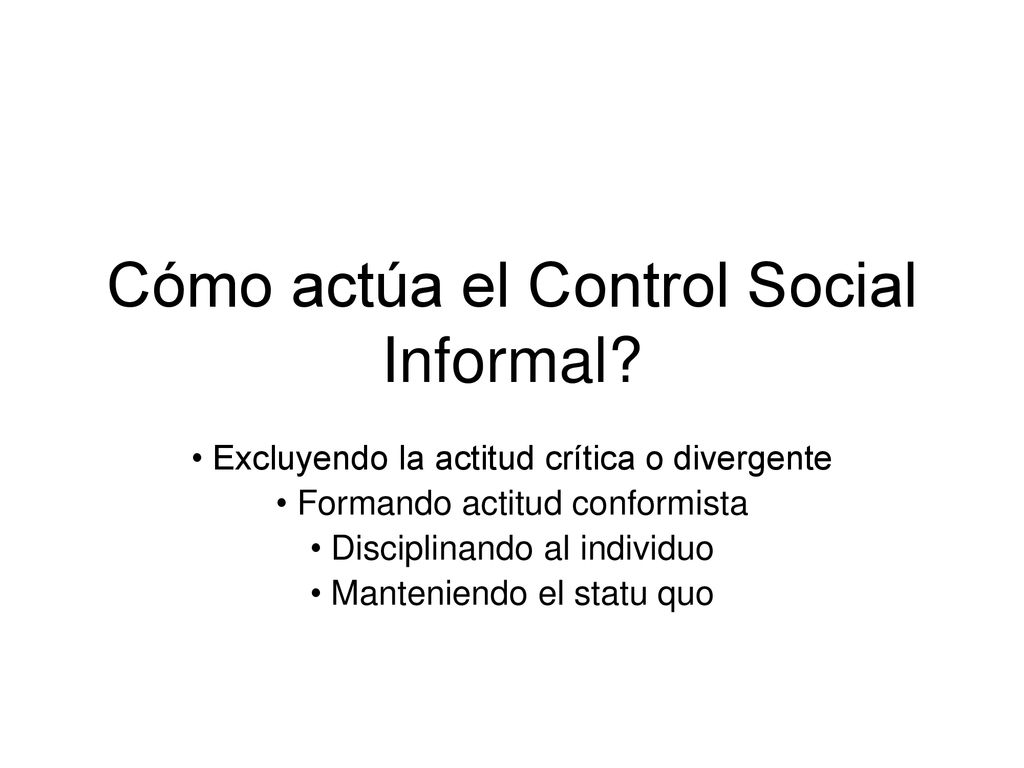 CONTROL SOCIAL INFORMAL - ppt descargar