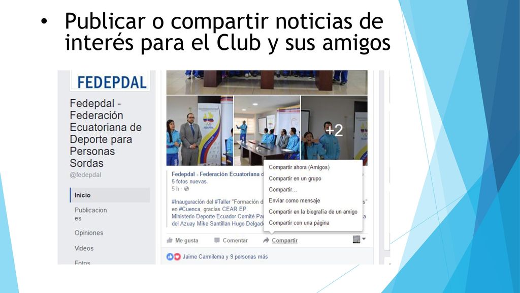 Publicar o compartir noticias de interés para el Club y sus amigos