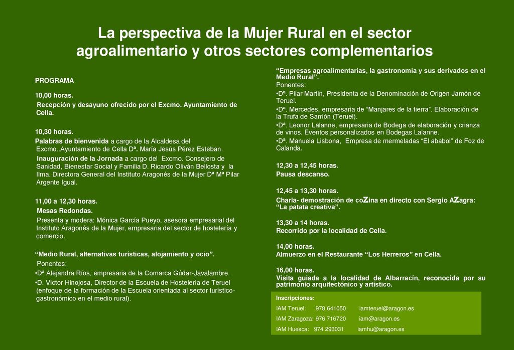La perspectiva de la Mujer Rural en el sector agroalimentario y otros sectores complementarios