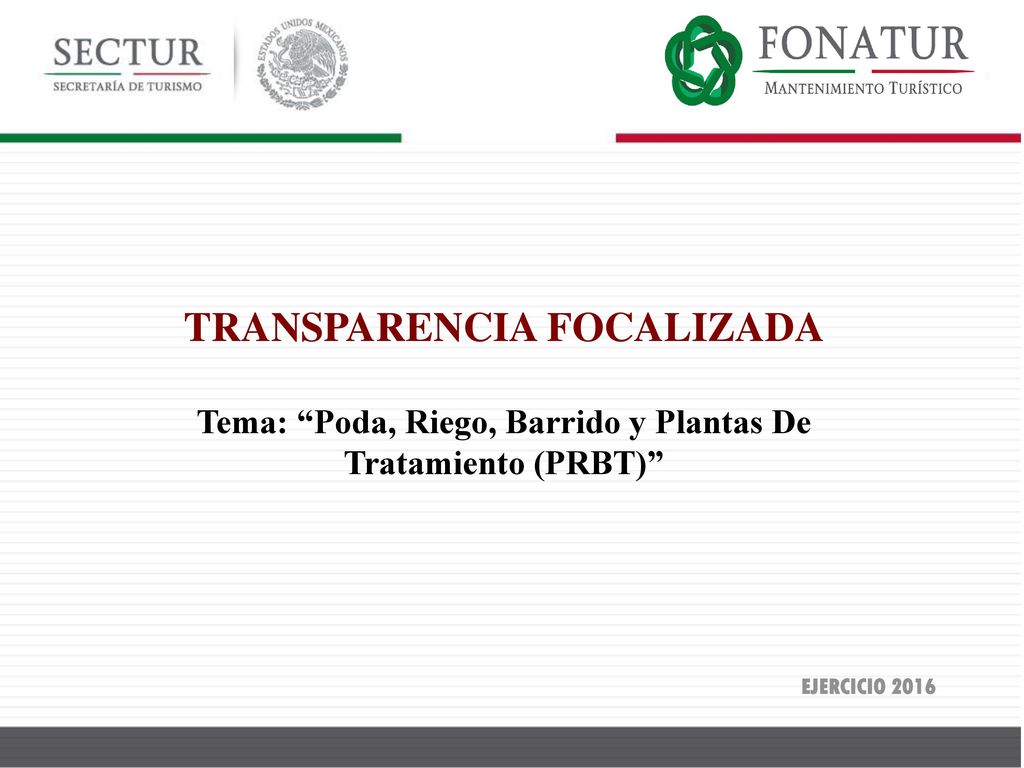 TRANSPARENCIA FOCALIZADA Tema: Poda, Riego, Barrido y Plantas De Tratamiento (PRBT)
