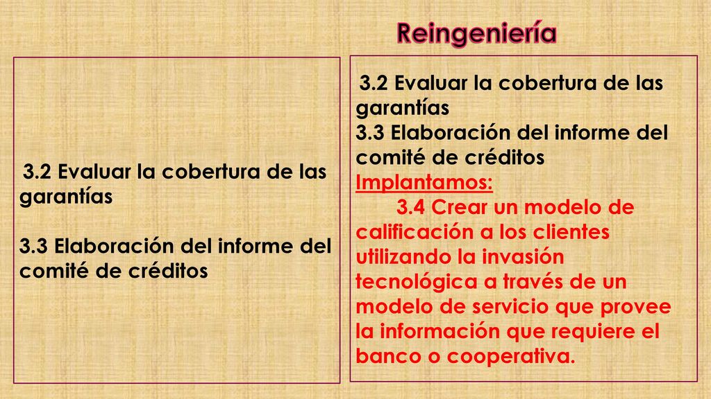 Reingeniería 3.3 Elaboración del informe del comité de créditos