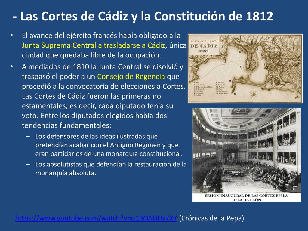 - Las Cortes de Cádiz y la Constitución de 1812