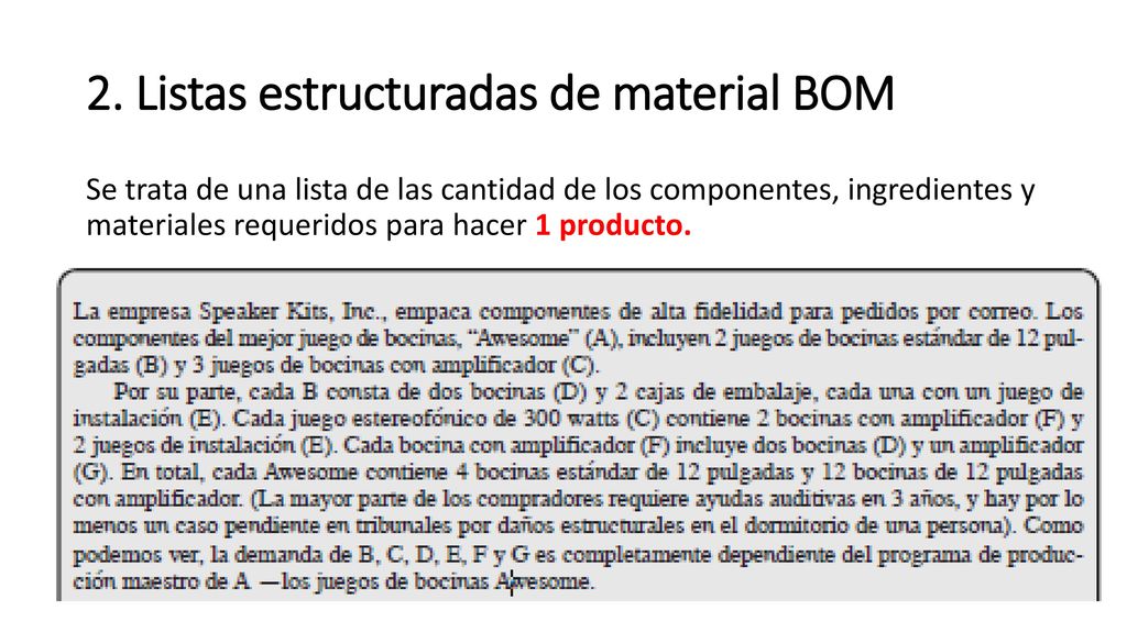 2. Listas estructuradas de material BOM