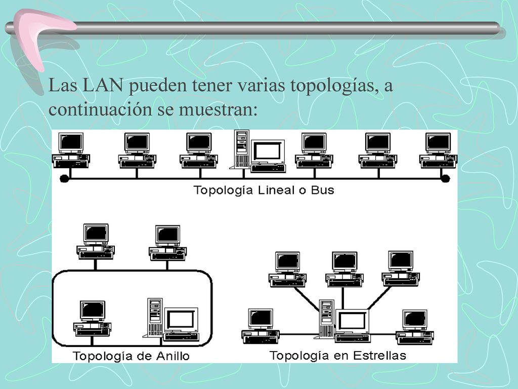 Las LAN pueden tener varias topologías, a continuación se muestran: