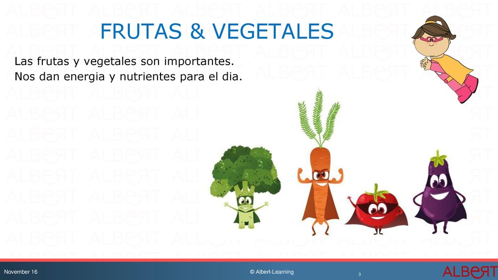 FRUTAS & VEGETALES Las frutas y vegetales son importantes.