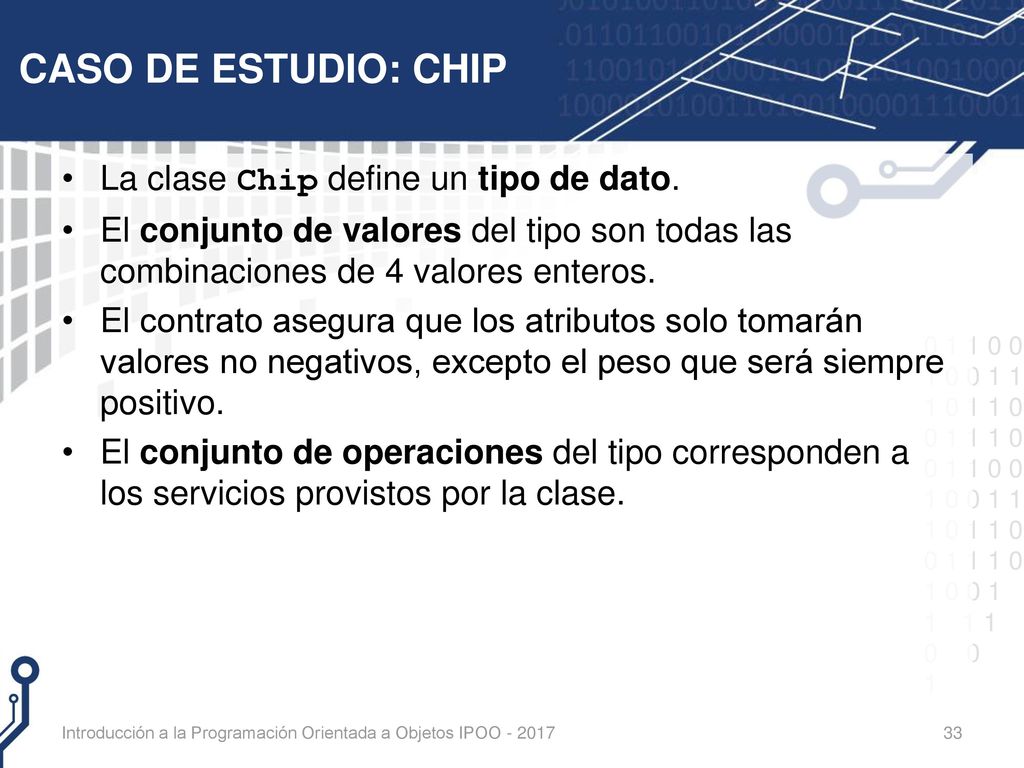 CASO DE ESTUDIO: CHIP La clase Chip define un tipo de dato.