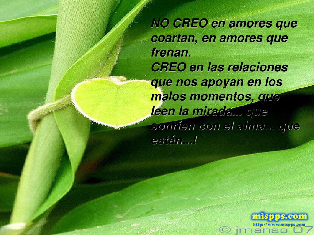 NO CREO en amores que coartan, en amores que frenan