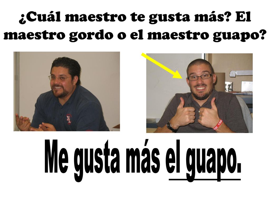 ¿Cuál maestro te gusta más El maestro gordo o el maestro guapo