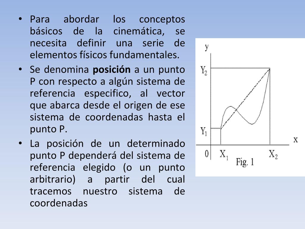 Para abordar los conceptos básicos de la cinemática, se necesita definir una serie de elementos físicos fundamentales.