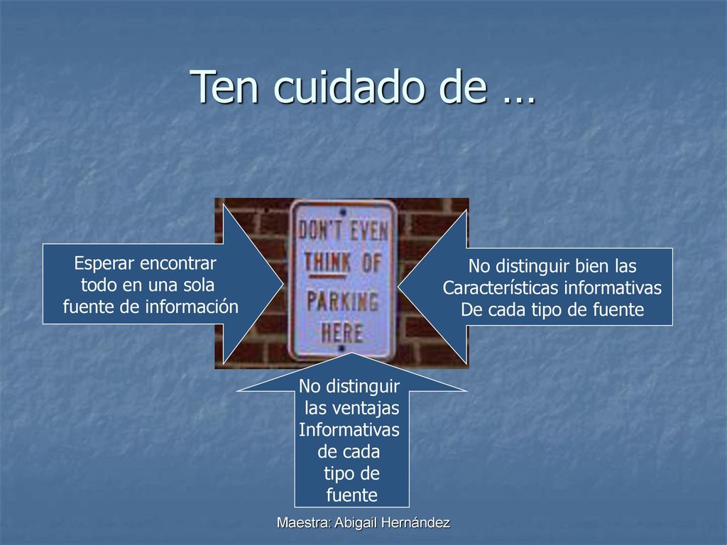 Ten cuidado de … Esperar encontrar No distinguir bien las