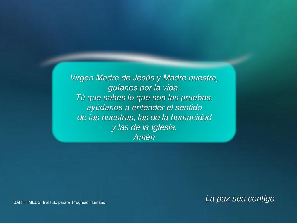 Virgen Madre de Jesús y Madre nuestra, guíanos por la vida.