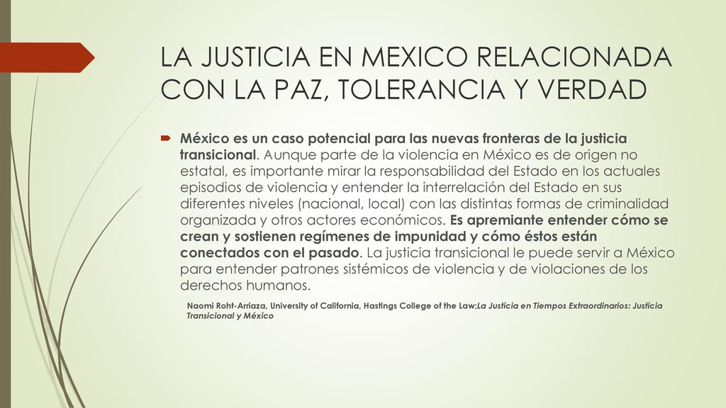 LA JUSTICIA EN MEXICO RELACIONADA CON LA PAZ, TOLERANCIA Y VERDAD