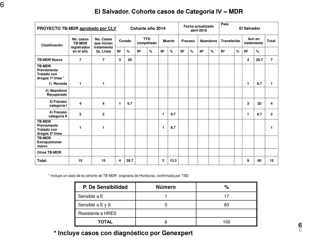 El Salvador. Cohorte casos de Categoría IV – MDR