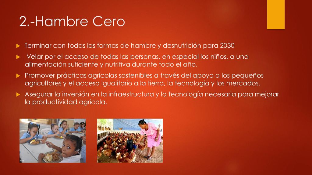 2.-Hambre Cero Terminar con todas las formas de hambre y desnutrición para