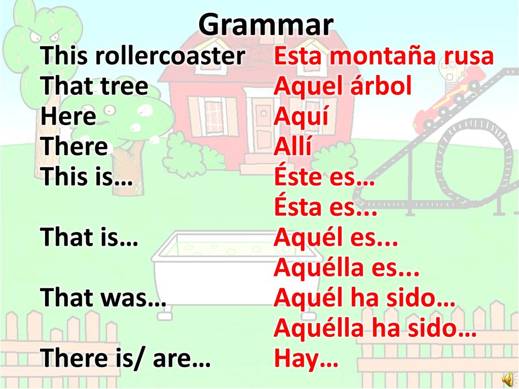 Grammar This rollercoaster That tree Here There This is… That is…