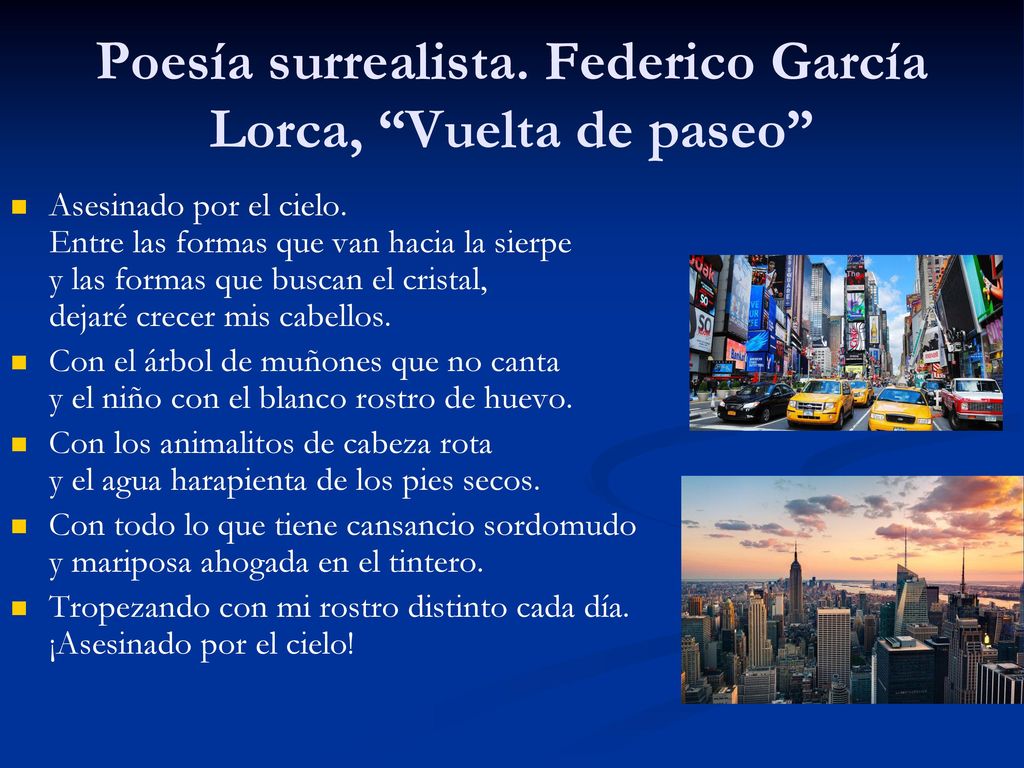 Poesía surrealista. Federico García Lorca, Vuelta de paseo