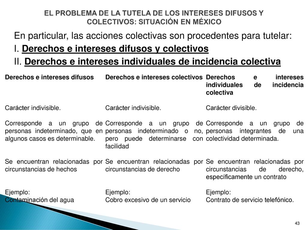 EL PROBLEMA DE LA TUTELA DE LOS INTERESES DIFUSOS Y COLECTIVOS: SITUACIÓN EN MÉXICO