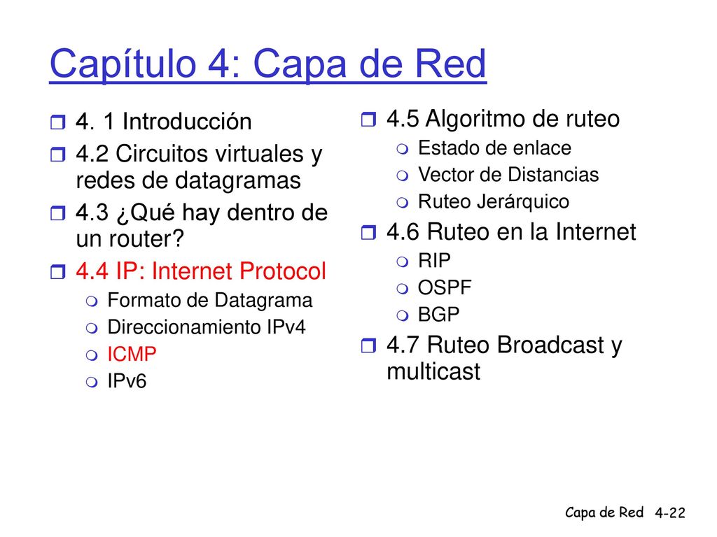 Capítulo 4: Capa de Red 4.5 Algoritmo de ruteo 4. 1 Introducción