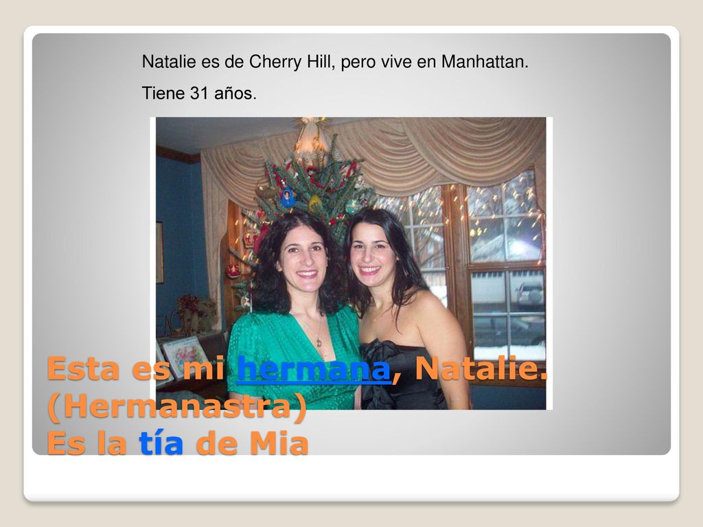 Esta es mi hermana, Natalie. (Hermanastra) Es la tía de Mia