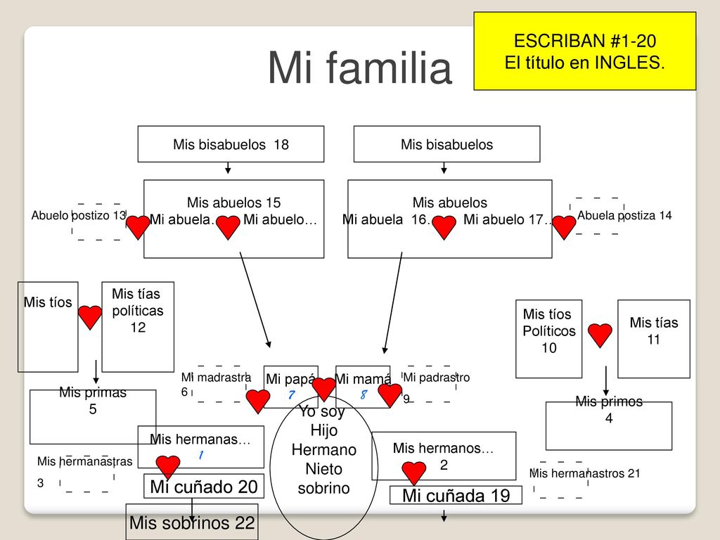 Mi familia ESCRIBAN #1-20 El título en INGLES. Mi cuñado 20