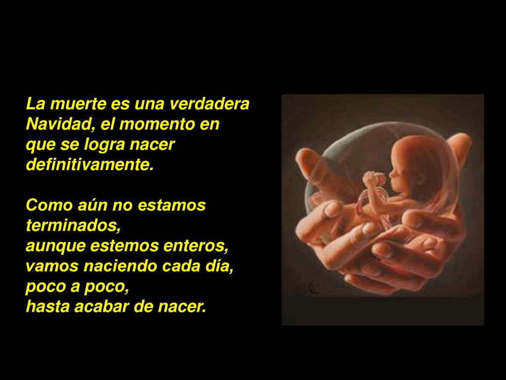 La muerte es una verdadera Navidad, el momento en que se logra nacer definitivamente.