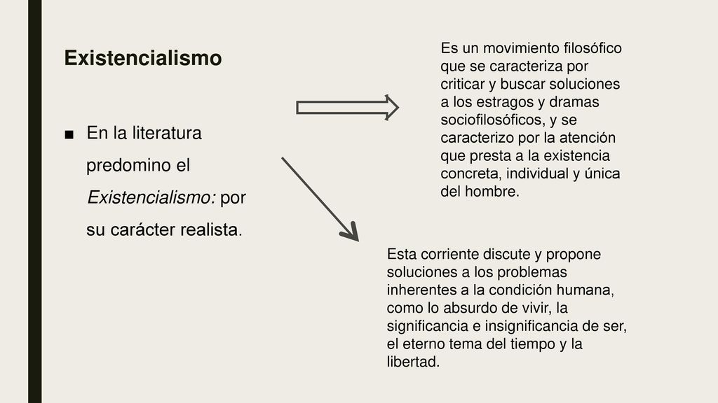 Es un movimiento filosófico que se caracteriza por criticar y buscar soluciones a los estragos y dramas sociofilosóficos, y se caracterizo por la atención que presta a la existencia concreta, individual y única del hombre.