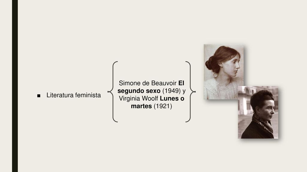 Literatura feminista Simone de Beauvoir El segundo sexo (1949) y Virginia Woolf Lunes o martes (1921)