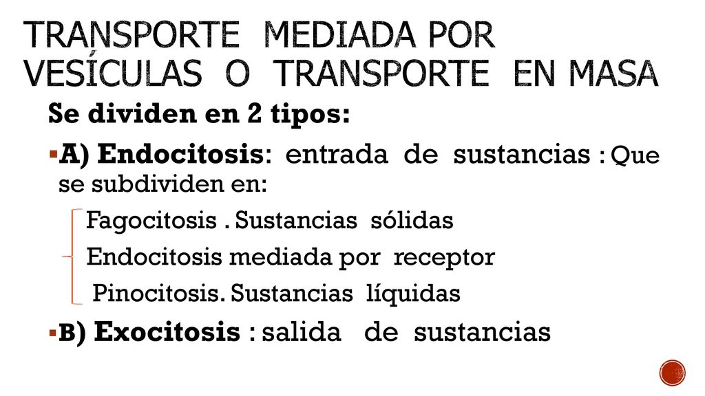 Transporte mediada por vesículas o Transporte en masa