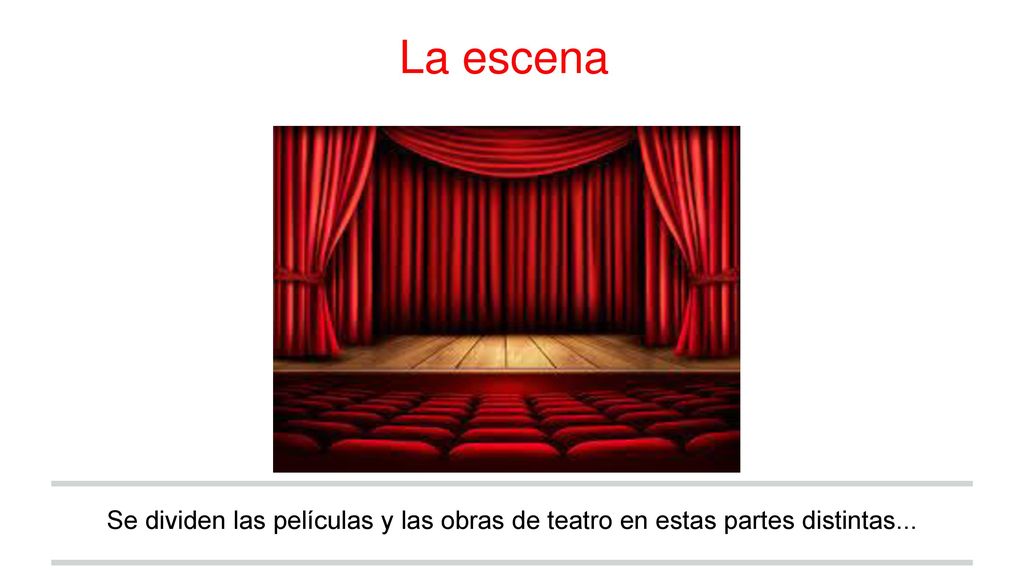 La escena Se dividen las películas y las obras de teatro en estas partes distintas...