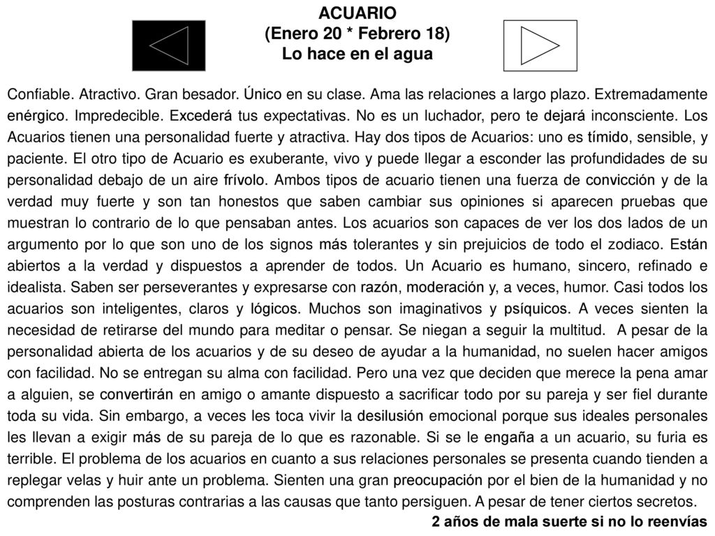 ACUARIO (Enero 20 * Febrero 18) Lo hace en el agua