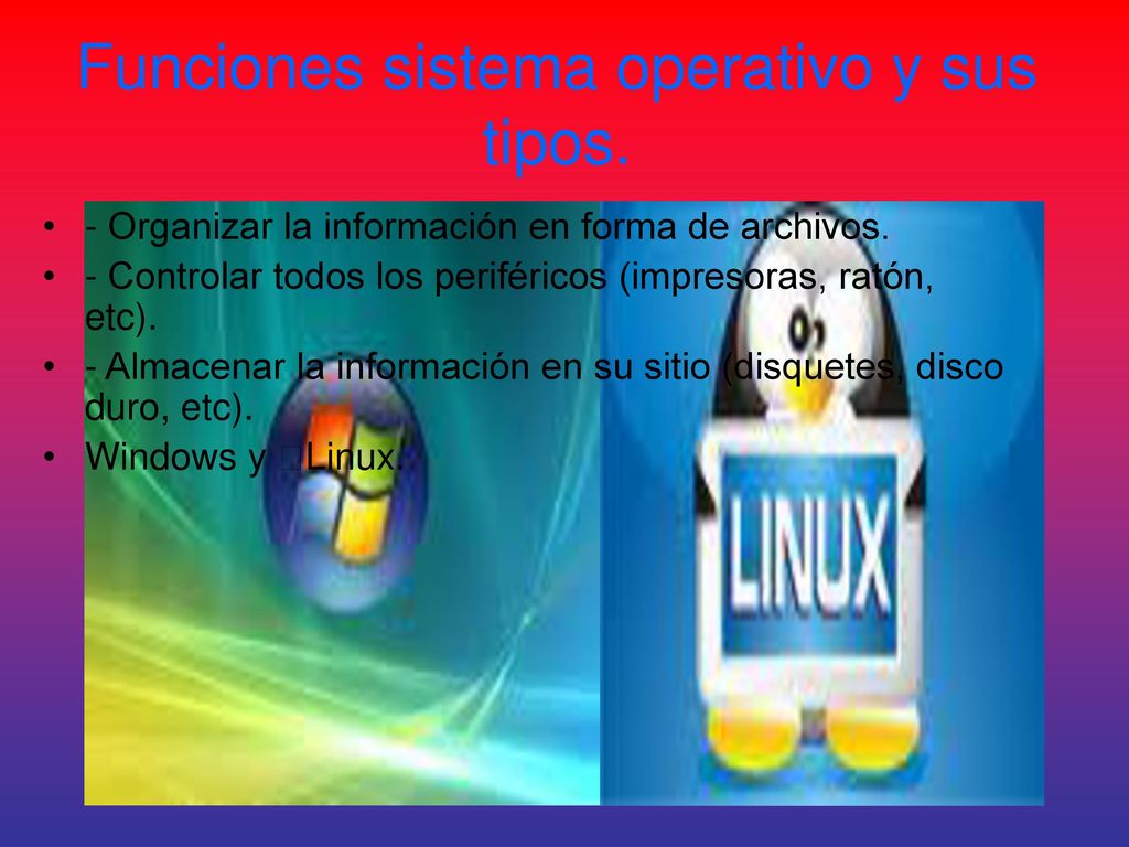 Funciones sistema operativo y sus tipos.