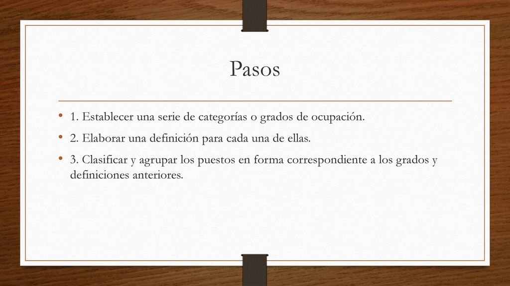 Pasos 1. Establecer una serie de categorías o grados de ocupación.