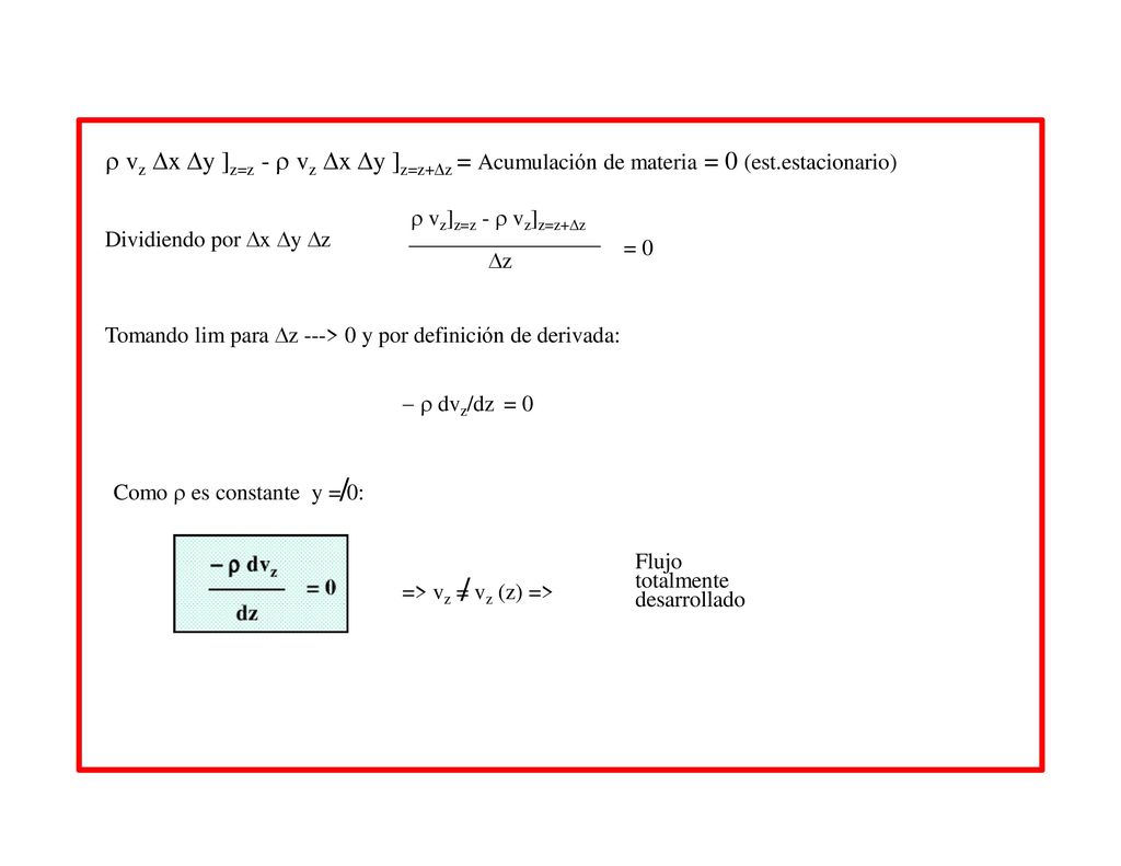  vz x y ]z=z -  vz x y ]z=z+z = Acumulación de materia = 0 (est