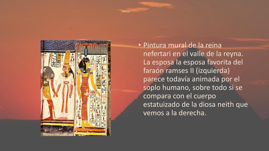 Pintura mural de la reina nefertari en el valle de la reyna