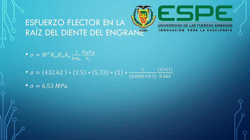 esfuerzo flector en la raíz del diente del engrane