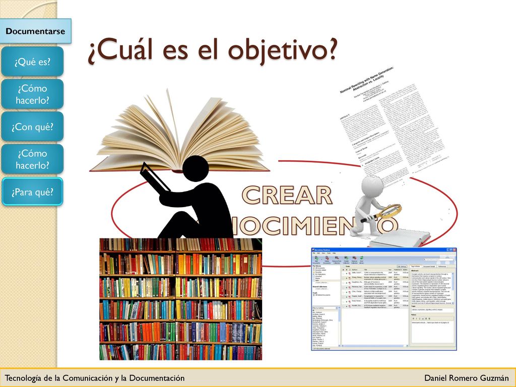 ¿Cuál es el objetivo CREAR CONOCIMIENTO ¿Qué es ¿Cómo hacerlo