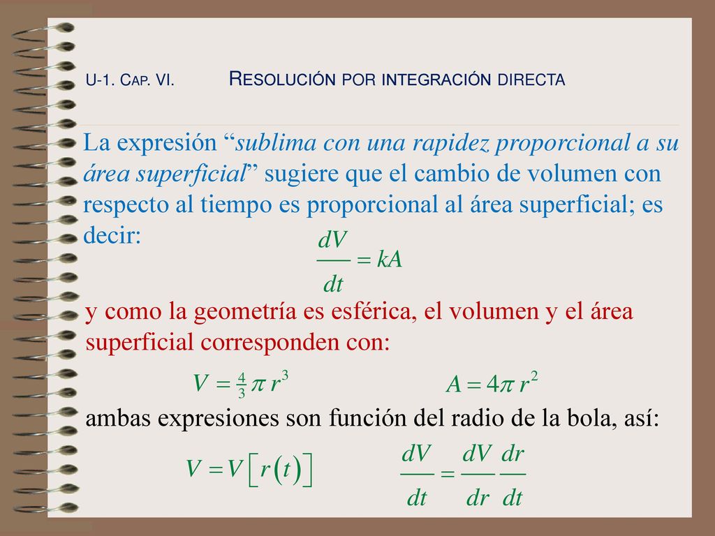ambas expresiones son función del radio de la bola, así: