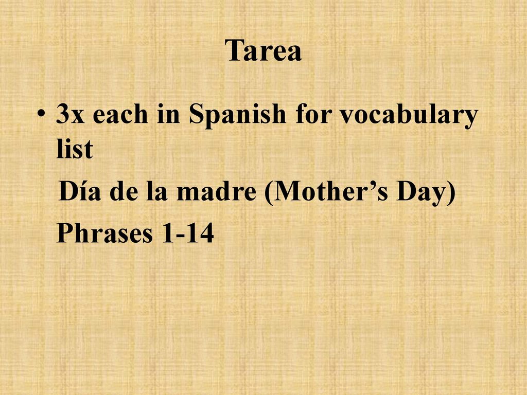 Tarea 3x each in Spanish for vocabulary list