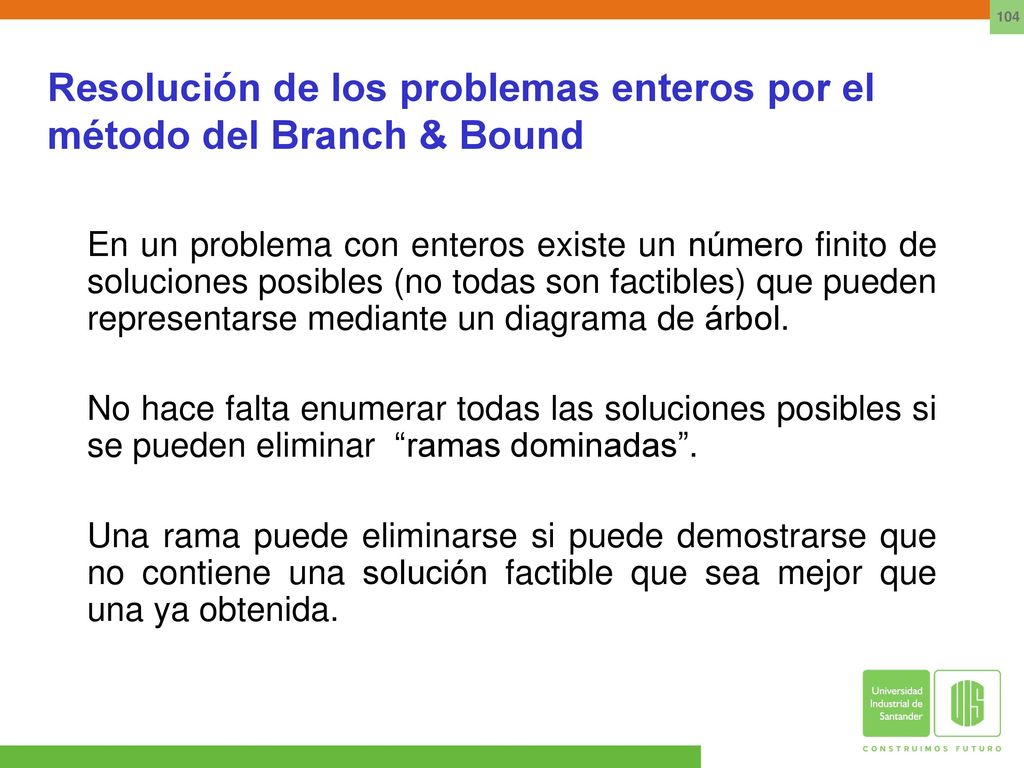 Resolución de los problemas enteros por el método del Branch & Bound