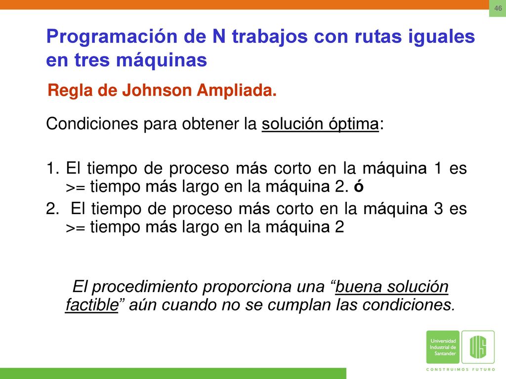 Programación de N trabajos con rutas iguales en tres máquinas