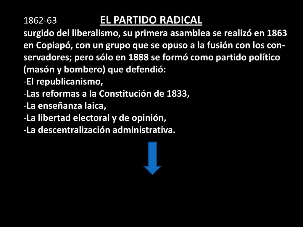 EL PARTIDO RADICAL surgido del liberalismo, su primera asamblea se realizó en