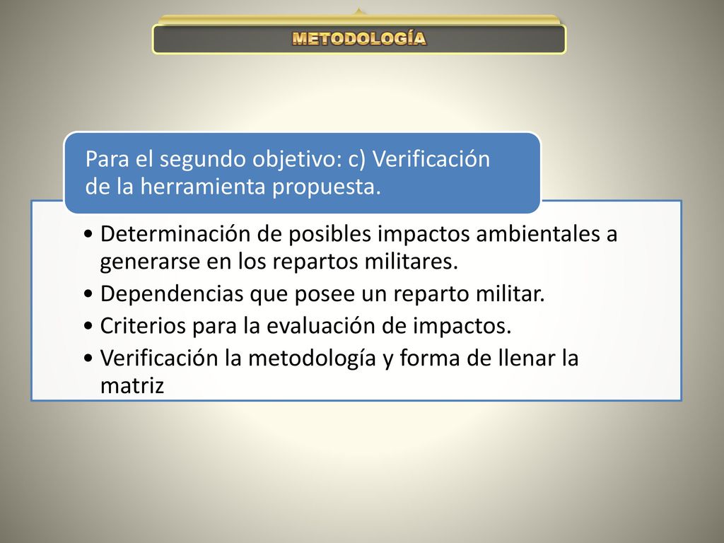 Para el segundo objetivo: c) Verificación de la herramienta propuesta.