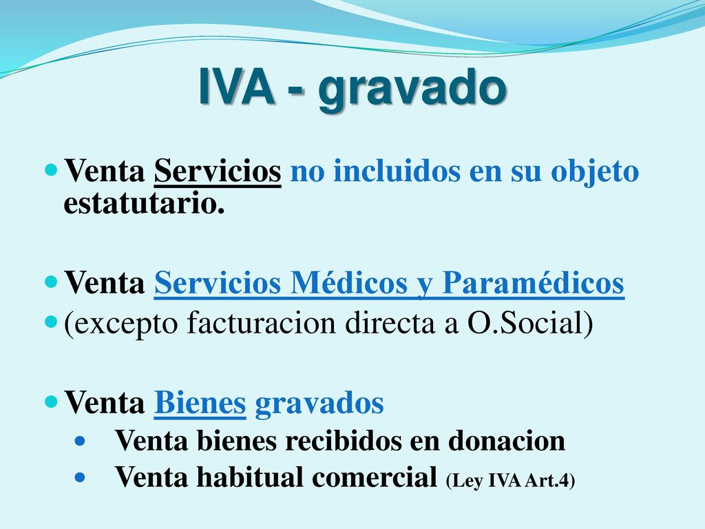IVA - gravado Venta Servicios no incluidos en su objeto estatutario.