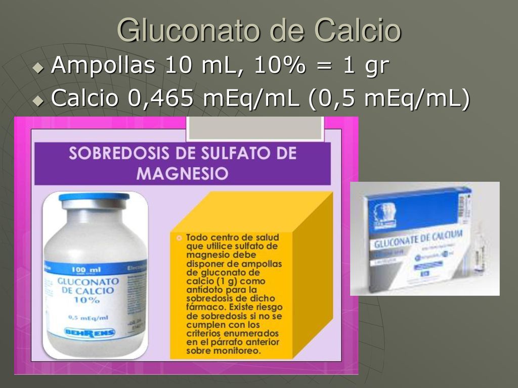 Gluconato de Calcio Ampollas 10 mL, 10% = 1 gr