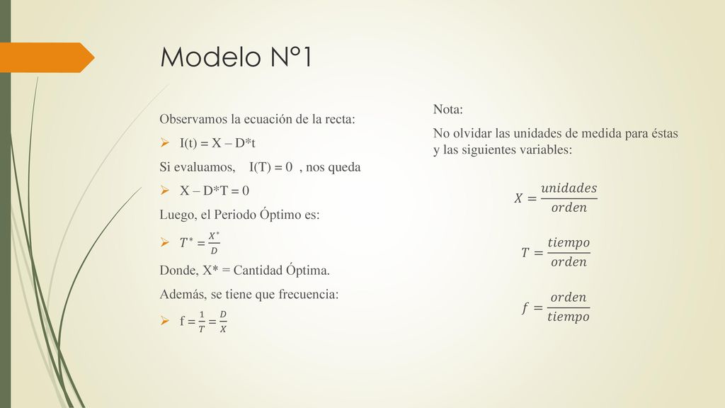 Modelo N°1 Nota: No olvidar las unidades de medida para éstas y las siguientes variables: 𝑋= 𝑢𝑛𝑖𝑑𝑎𝑑𝑒𝑠 𝑜𝑟𝑑𝑒𝑛 𝑇= 𝑡𝑖𝑒𝑚𝑝𝑜 𝑜𝑟𝑑𝑒𝑛 𝑓= 𝑜𝑟𝑑𝑒𝑛 𝑡𝑖𝑒𝑚𝑝𝑜
