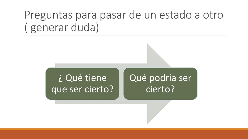 Preguntas para pasar de un estado a otro ( generar duda)