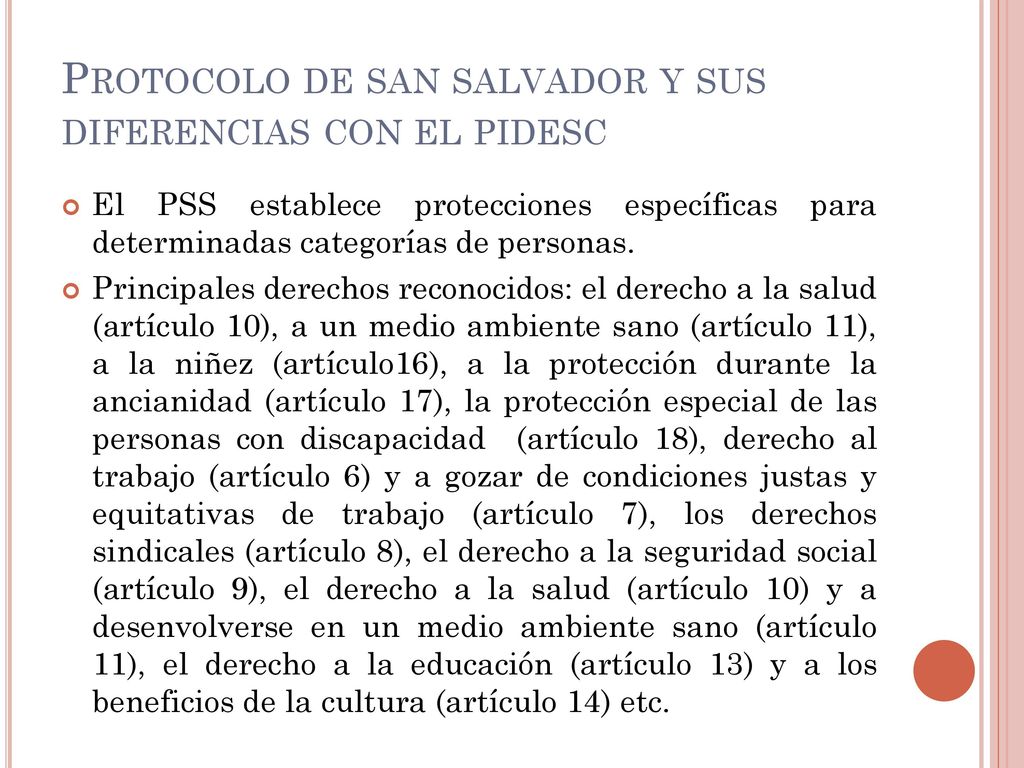 Protocolo de san salvador y sus diferencias con el pidesc