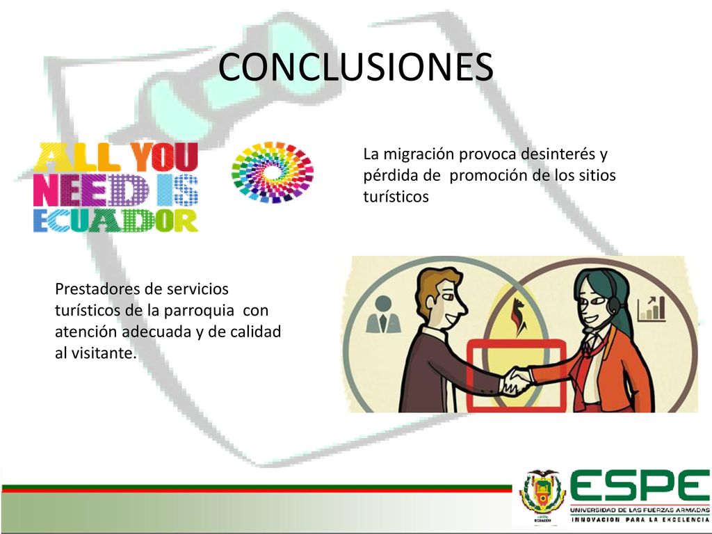 CONCLUSIONES La migración provoca desinterés y pérdida de promoción de los sitios turísticos.